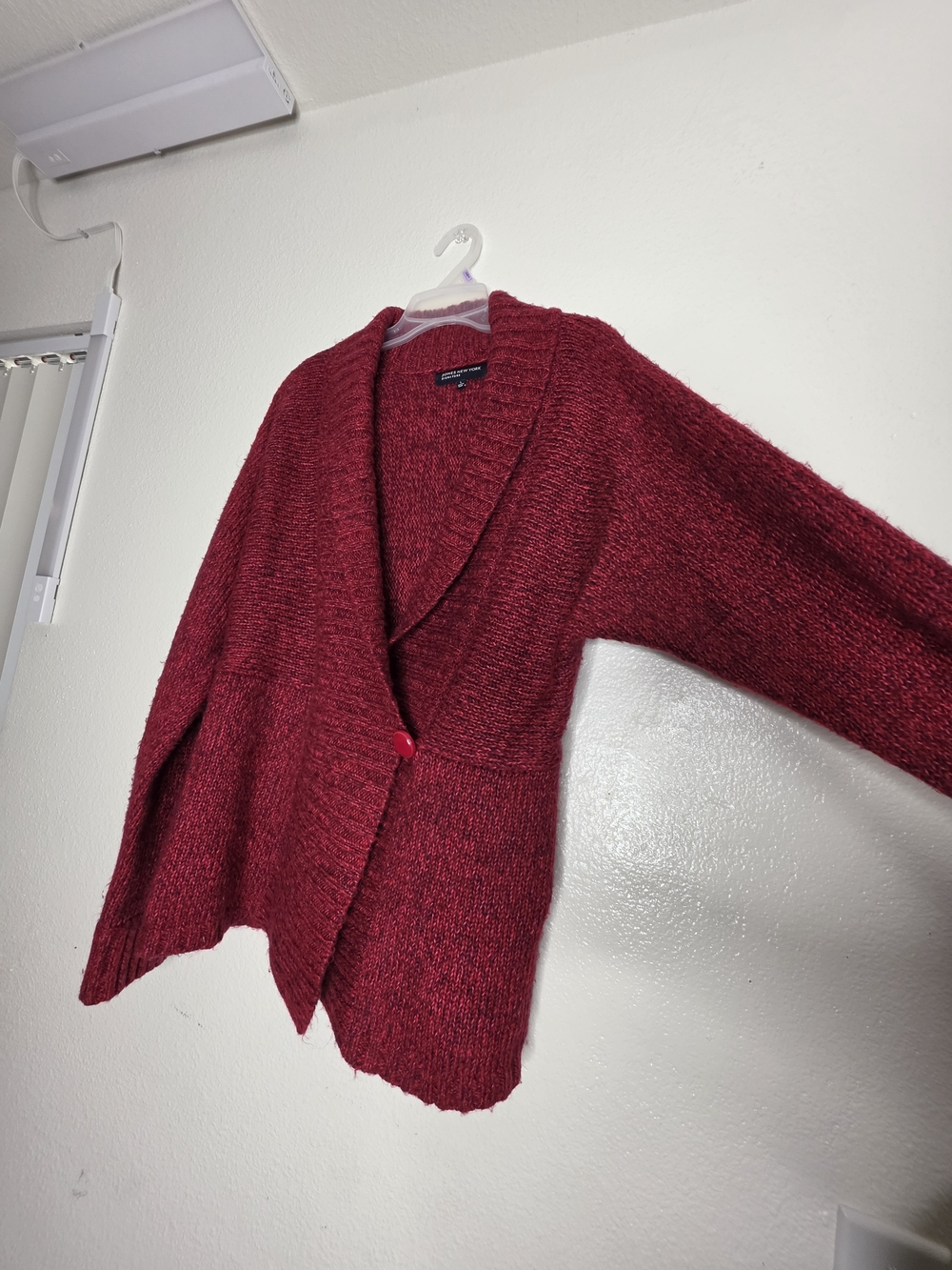 Jones New York Signature Womens Red Chunky Knit V-Neck Cardigan Dolman Sz L - Picture 8 of 12